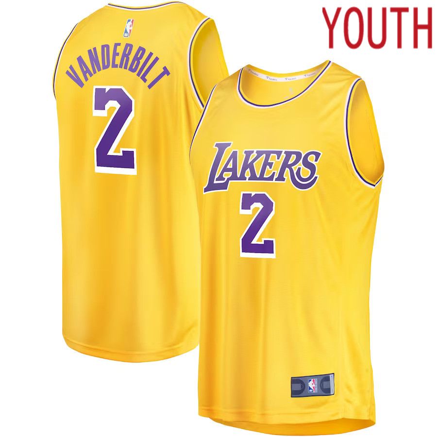 Youth Los Angeles Lakers 2 Jarred Vanderbilt Fanatics Branded Gold Fast Break Player NBA Jersey
